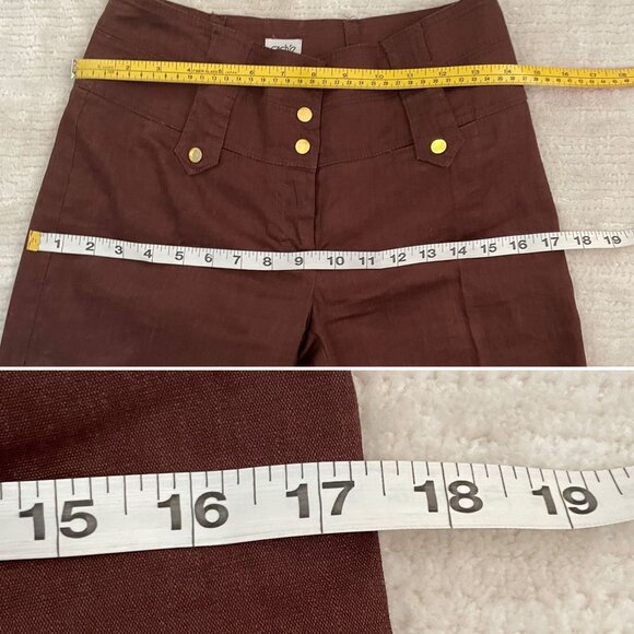 Cache Womens Linen Blend Brown Pants Size 2 - Picture 12 of 14